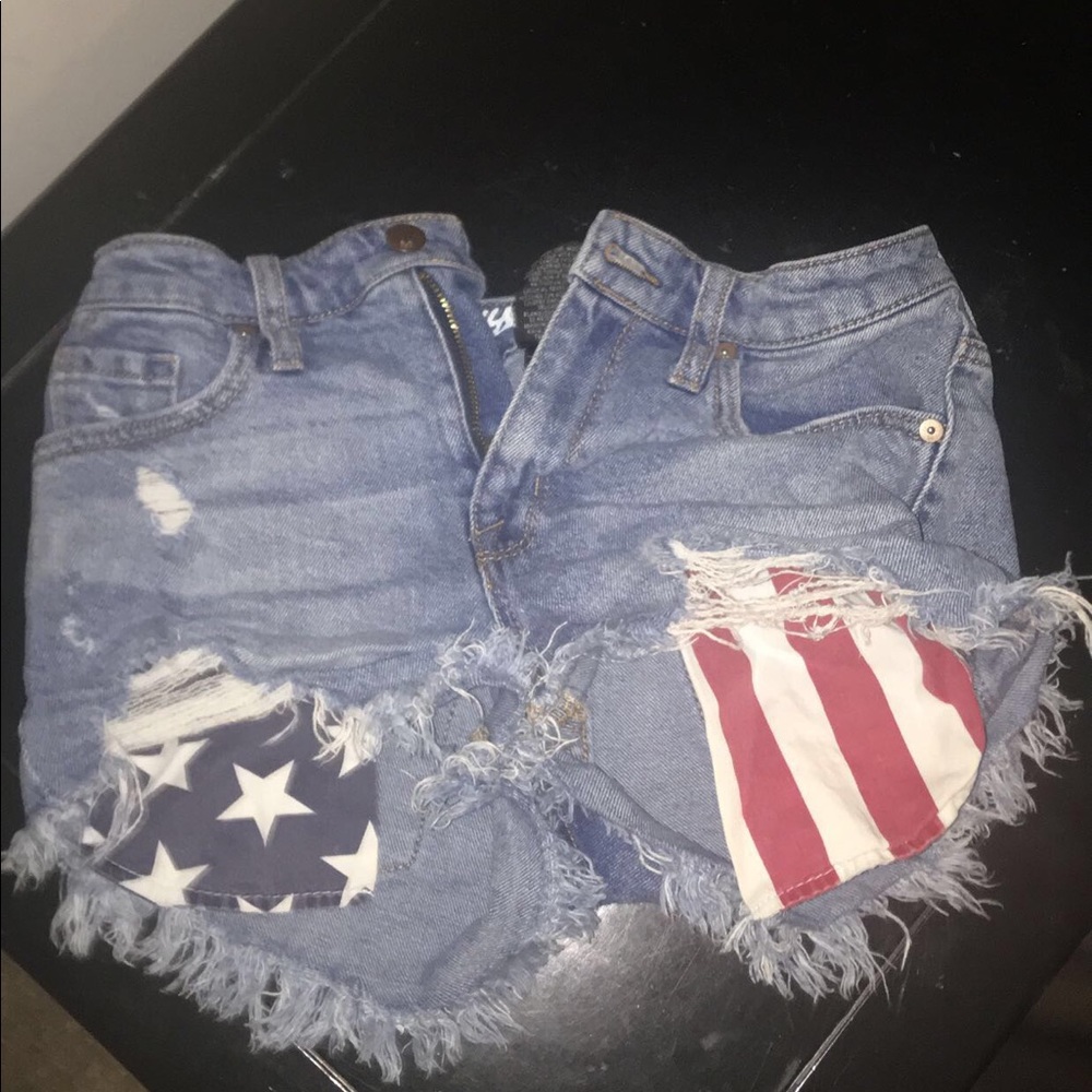 American flag shorts.